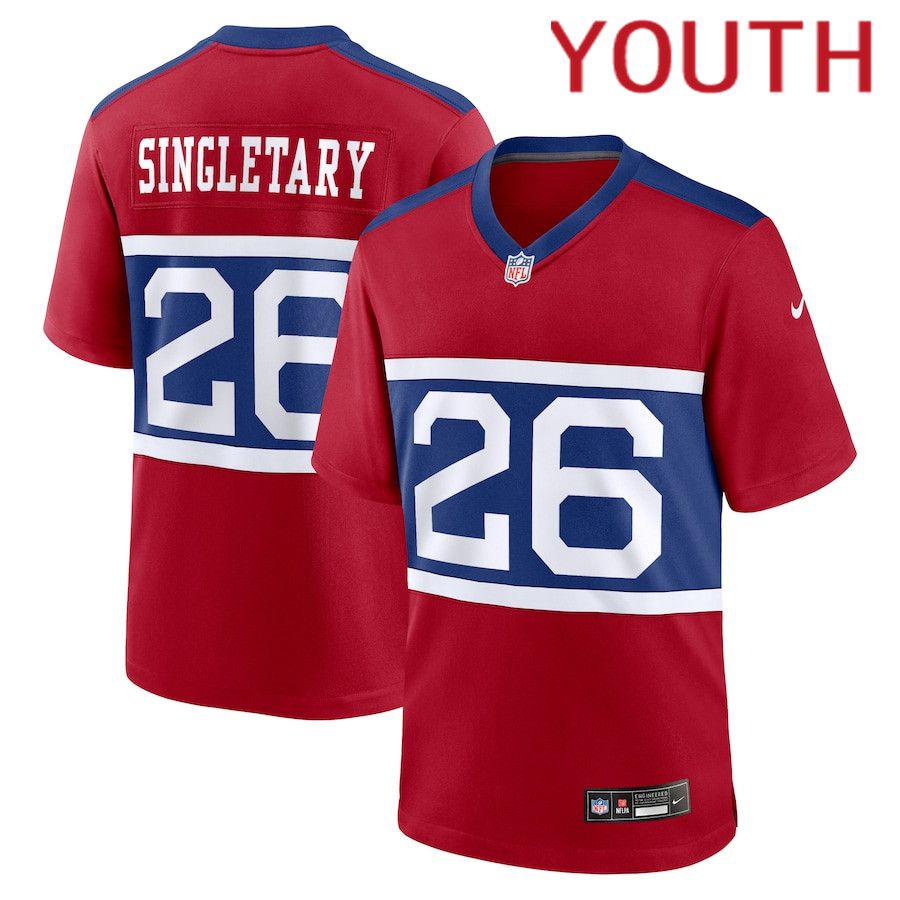 Youth New York Giants #26 Devin Singletary Nike Century Red Alternate Player Game NFL Jersey->youth nfl jersey->Youth Jersey